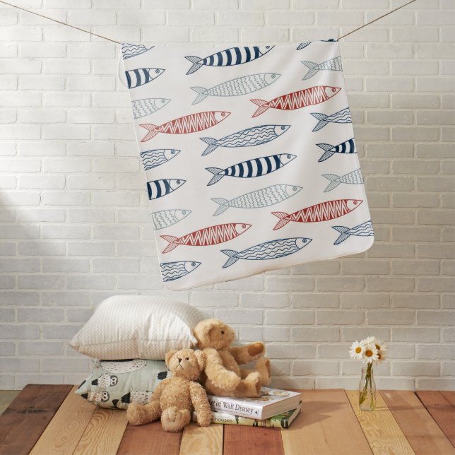 Decorative Mediterranean Sardines Fish Pattern Baby Blanket (In Situ)
