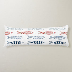 Decorative Mediterranean Sardines Fish Pattern Body Pillow