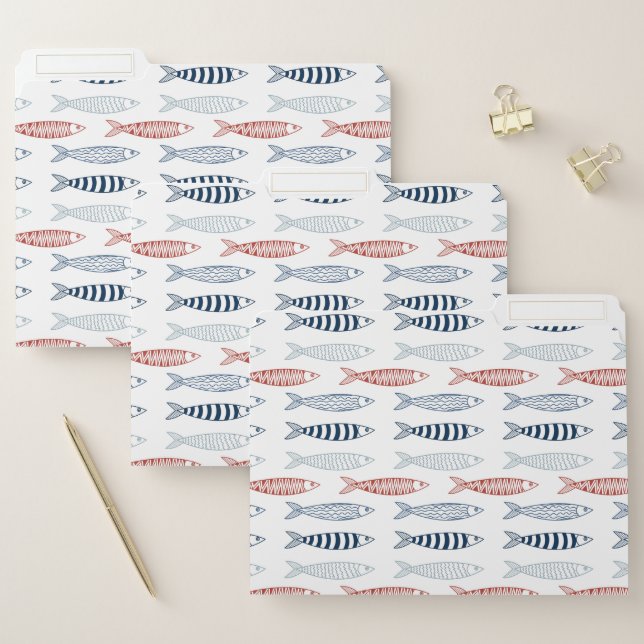 Decorative Mediterranean Sardines Fish Pattern File Folder (Set)