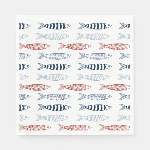 Decorative Mediterranean Sardines Fish Pattern Napkins