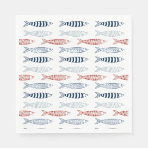 Decorative Mediterranean Sardines Fish Pattern Napkins