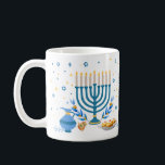 Decorative Menorah Hanukkah Holiday Coffee Mug<br><div class="desc">Celebrate the Festival of Lights with this decorative Chanukah mug. A Hanukkah scene with a menorah,  sufganiyot (doughnuts),  dreidels,  and olive branches is rendered in a watercolor effect. Use at Hanukkah or throughout the year. Available with matching products.</div>