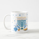 Decorative Menorah Hanukkah Holiday Coffee Mug<br><div class="desc">Celebrate the Festival of Lights with this decorative Chanukah mug. A Hanukkah scene with a menorah,  sufganiyot (doughnuts),  dreidels,  and olive branches is rendered in a watercolor effect. Use at Hanukkah or throughout the year. Available with matching products.</div>