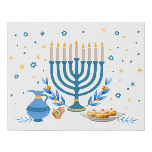 Decorative Menorah Hanukkah Holiday Faux Canvas Print
