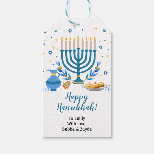 Decorative Menorah Hanukkah Holiday Gift Tags