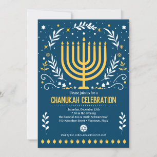 Decorative Menorah Hanukkah Holiday Party Invitation