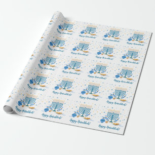 Decorative Menorah Hanukkah Holiday Wrapping Paper