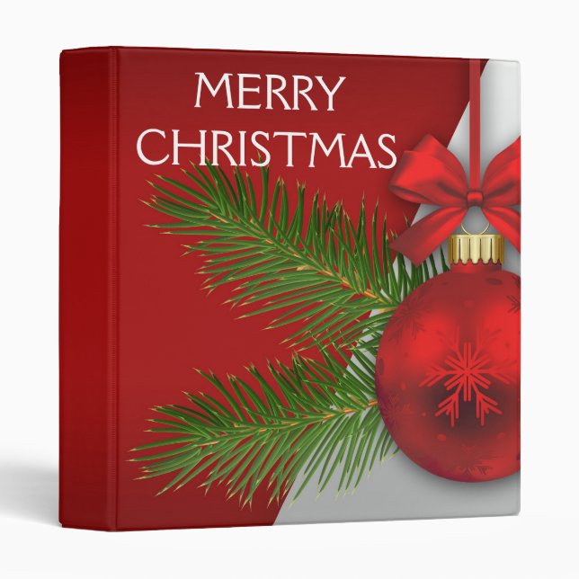 Decorative Merry Christmas 3 Ring Binder (Front/Spine)