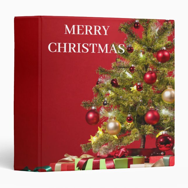 Decorative Merry Christmas 3 Ring Binder (Front/Spine)