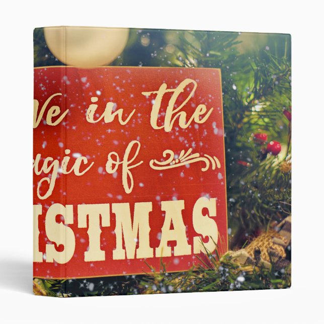 Decorative Merry Christmas 3 Ring Binder (Front/Spine)
