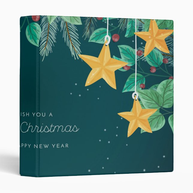 Decorative Merry Christmas 3 Ring Binder (Front/Spine)