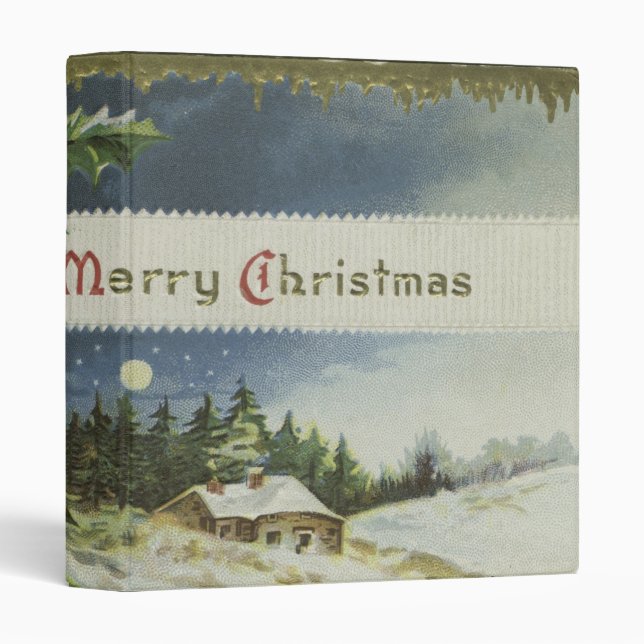 Decorative Merry Christmas 3 Ring Binder (Front/Spine)