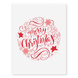 Decorative Merry Christmas Circle Temporary Tattoos