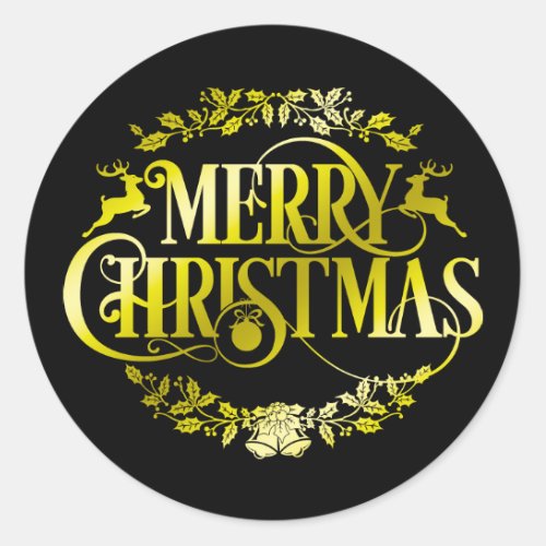 Decorative Merry Christmas Classic Round Sticker