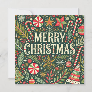 Decorative Merry Christmas Holiday Card