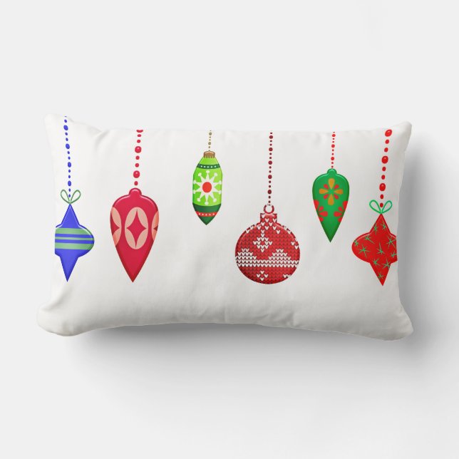 Decorative Merry Christmas Ornament Lumbar Pillow (Front)