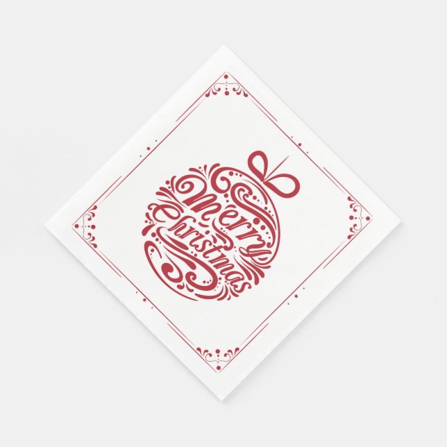 Decorative Merry Christmas Ornament Paper Napkin (Corner)