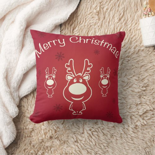 Decorative Merry Christmas Red Modern Throw Pillow