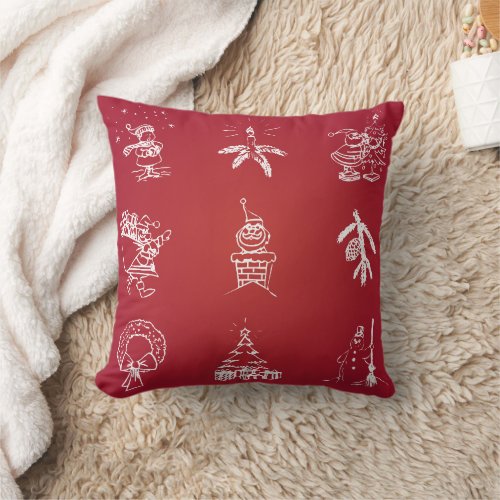 Decorative Merry Christmas Red Modern Throw Pillow