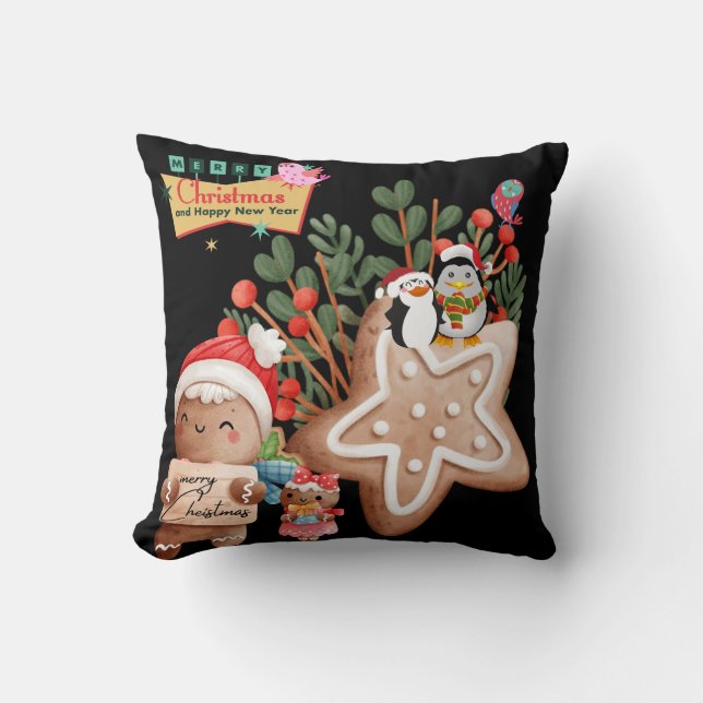 Decorative Merry Christmas Santa Throw Pillow (Front)