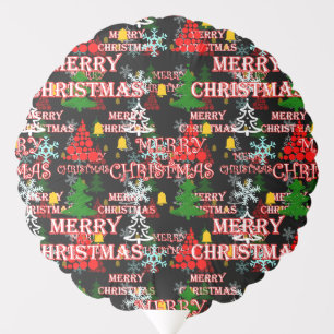 Decorative Merry Christmas Text Pattern Design Balloon