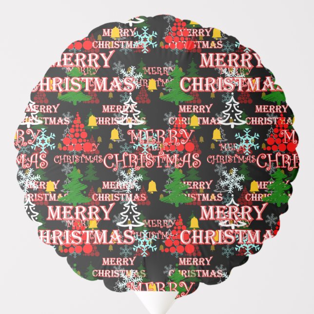Decorative Merry Christmas Text Pattern Design  Balloon (Front)
