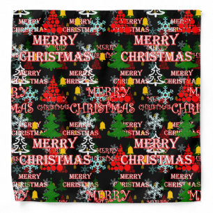Decorative Merry Christmas Text Pattern Design Bandana
