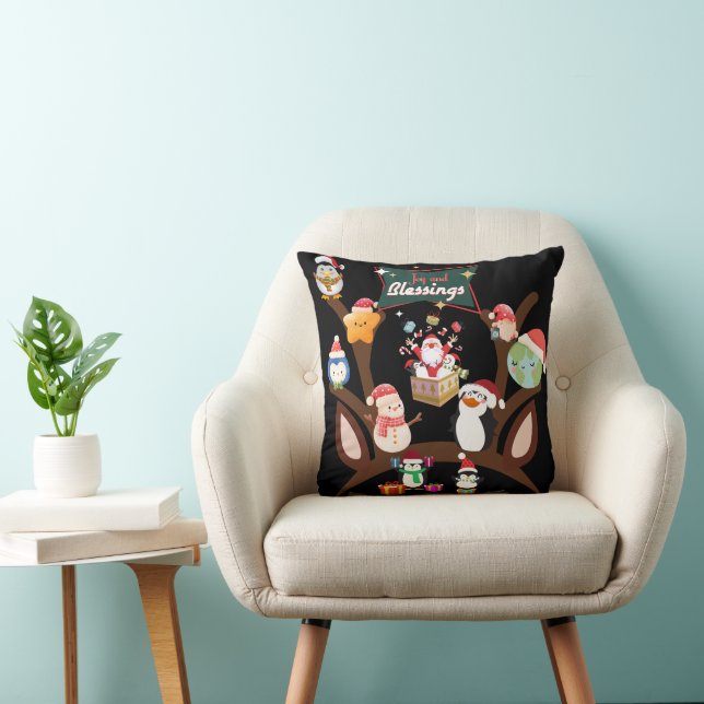 Decorative Merry Christmas Throw Pillow (Chair)