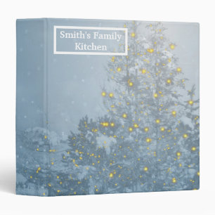Decorative Merry Christmas Watercolor Tree 3 Ring Binder