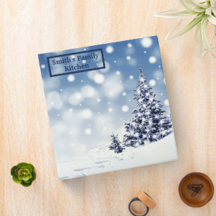 Decorative Merry Christmas Watercolor Tree 3 Ring Binder