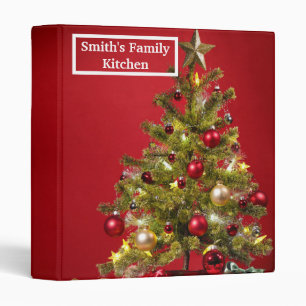 Decorative Merry Christmas Watercolor Tree 3 Ring Binder