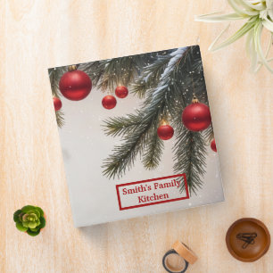 Decorative Merry Christmas Watercolor Tree 3 Ring Binder