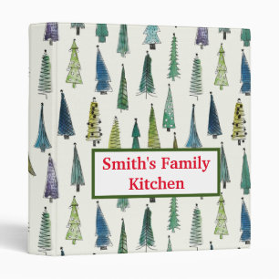 Decorative Merry Christmas Watercolor Tree 3 Ring Binder