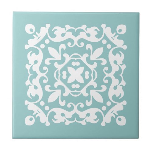 Decorative Mint Green and White Choose Your Color Tile