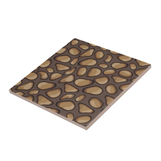 Decorative modern fun hand drawn stones Brown Ceramic Tile (Side)