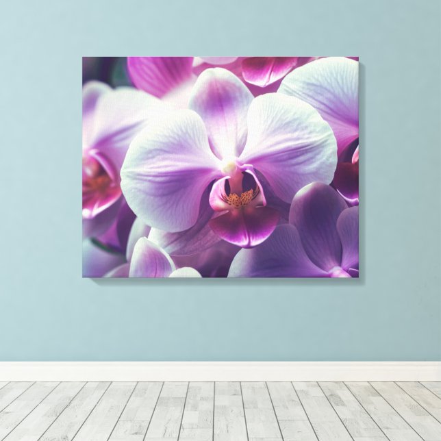 Decorative Modern Stylish Orchids Canvas Print (Insitu(Wood Floor))