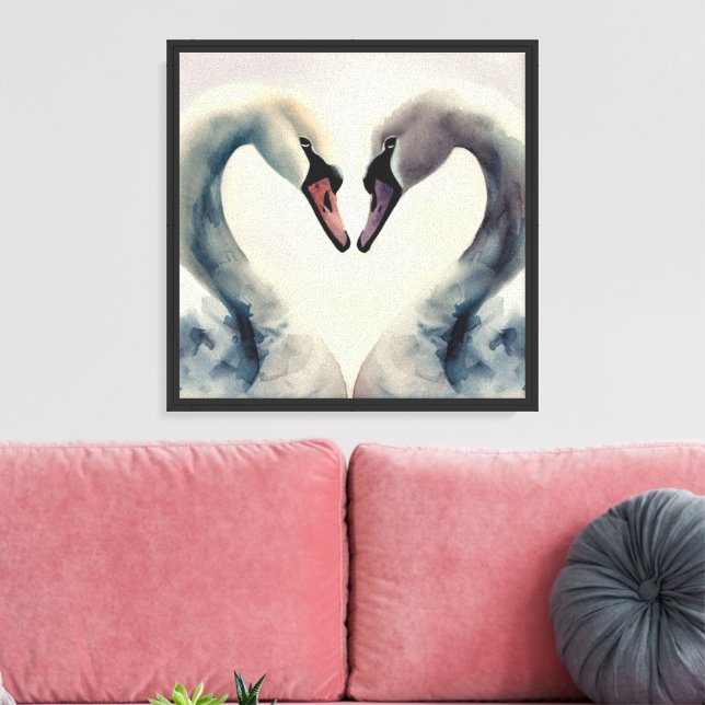 Decorative Modern Stylish Swans Canvas Print (Insitu(LivingRoom))