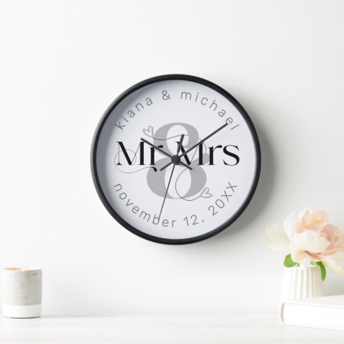 Decorative Modern Wedding Mr  Mrs ID887 Clock