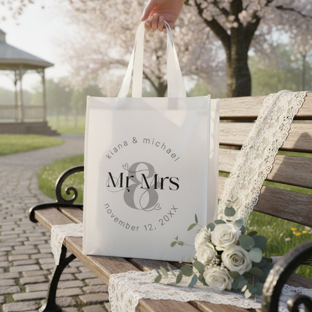 Decorative Modern Wedding Mr & Mrs ID887 Grocery Bag (Creator Uploaded)
