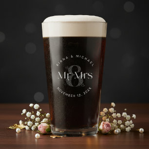 Decorative Modern Wedding Mr & Mrs ID887 Pint Glass