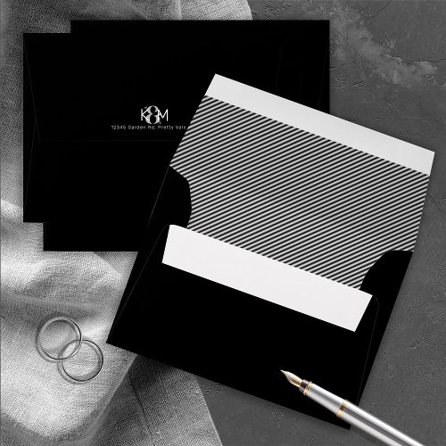 Decorative Modern Wedding Pinstripe Black ID887 Envelope