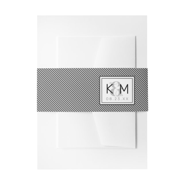 Decorative Modern Wedding Pinstripe ID887 Invitation Belly Band (Front Example)