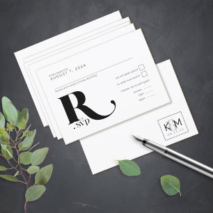 Decorative Modern Wedding RSVP ID887 Card