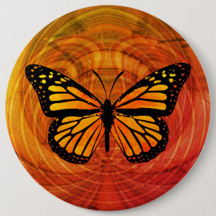 Decorative Monarch Butterfly Gold Red Button