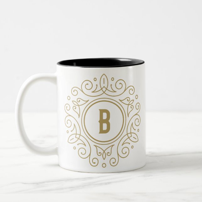 Decorative Monogram B Two-Tone Coffee Mug  (Left)