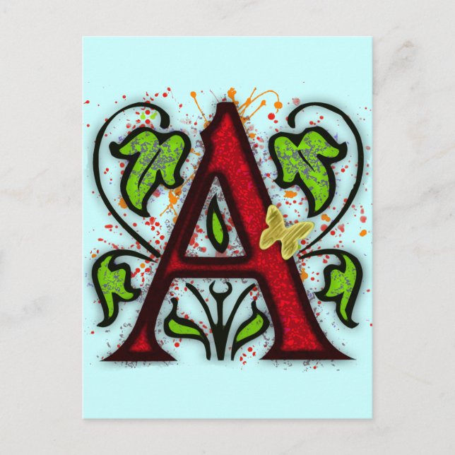 Decorative Monogram Letter A Postcard (Front)