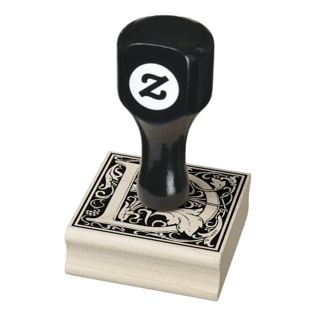 Decorative Monogram Letter D Rubber Stamp (Stamp)