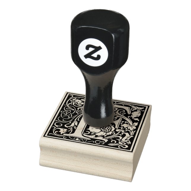 Decorative Monogram Letter F Rubber Stamp (Stamp)