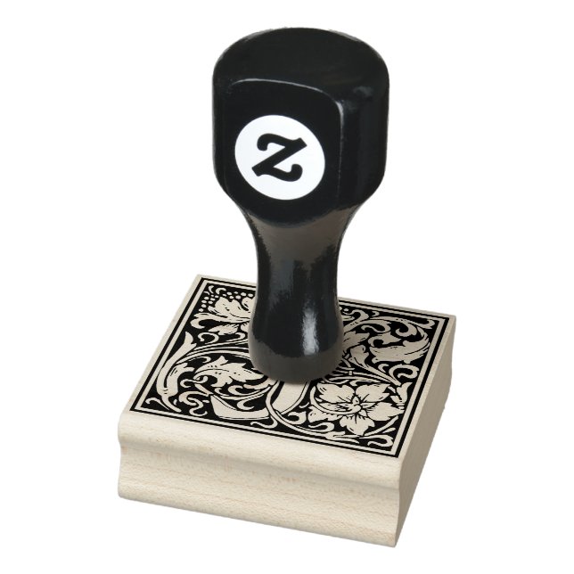 Decorative Monogram Letter J Rubber Stamp (Stamp)