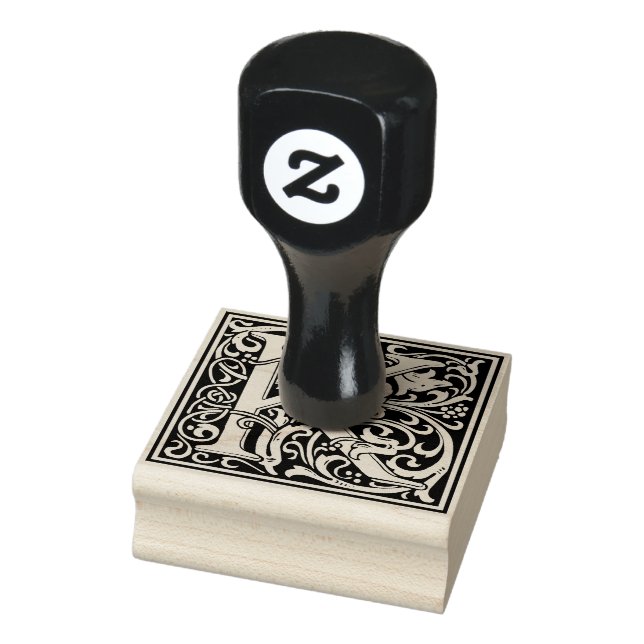 Decorative Monogram Letter K Rubber Stamp (Stamp)